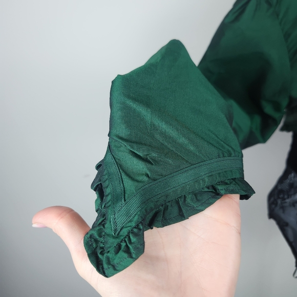 Emerald Green Tafatta Bolero Jacket Size XL Castlecore Renaissance Fairytale - Picture 5 of 14